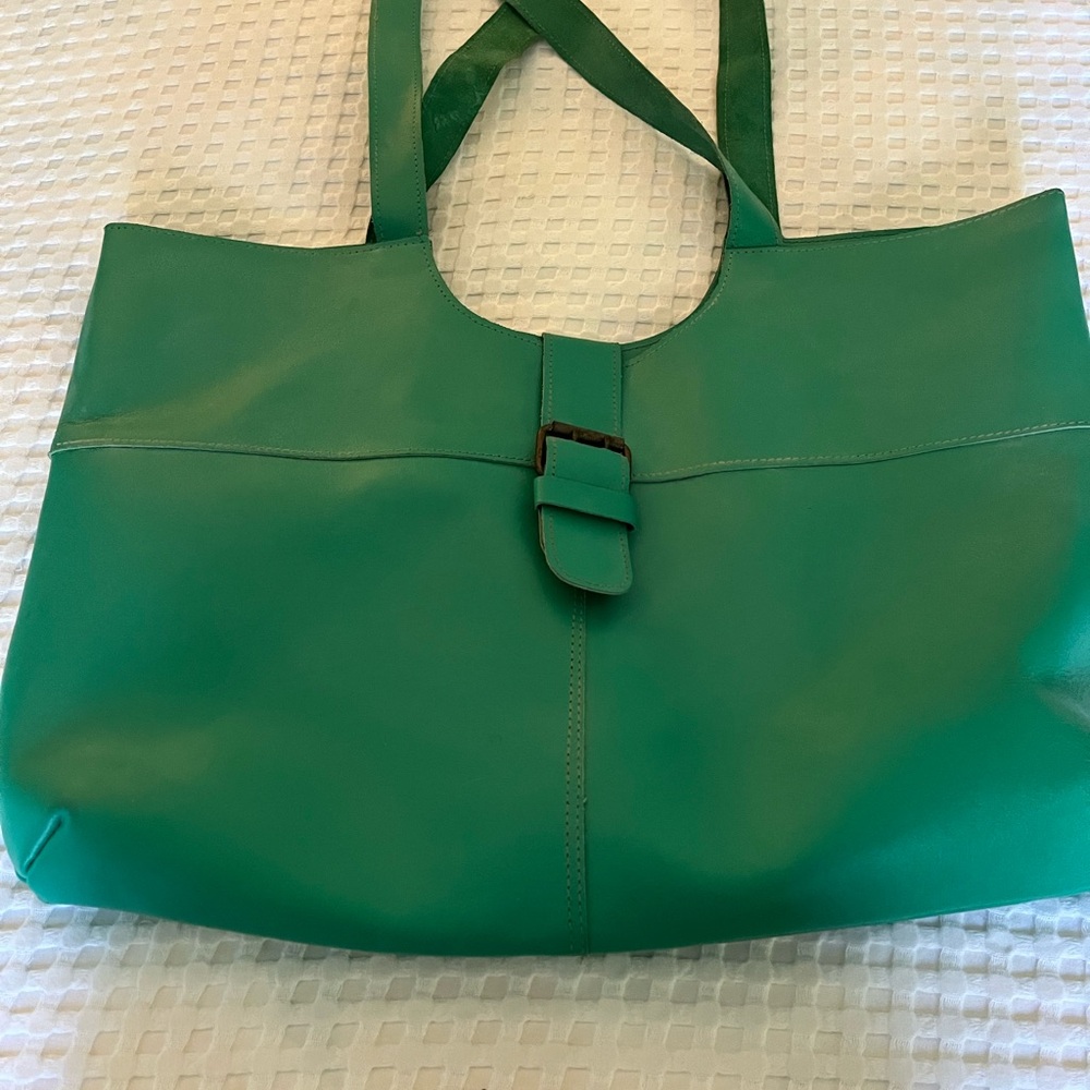 Green Leather Tote Bag